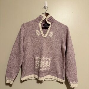 VTG Woolrich Cotton Petite S Womens Lavender Cozy Scandi Cottagecore Sweater